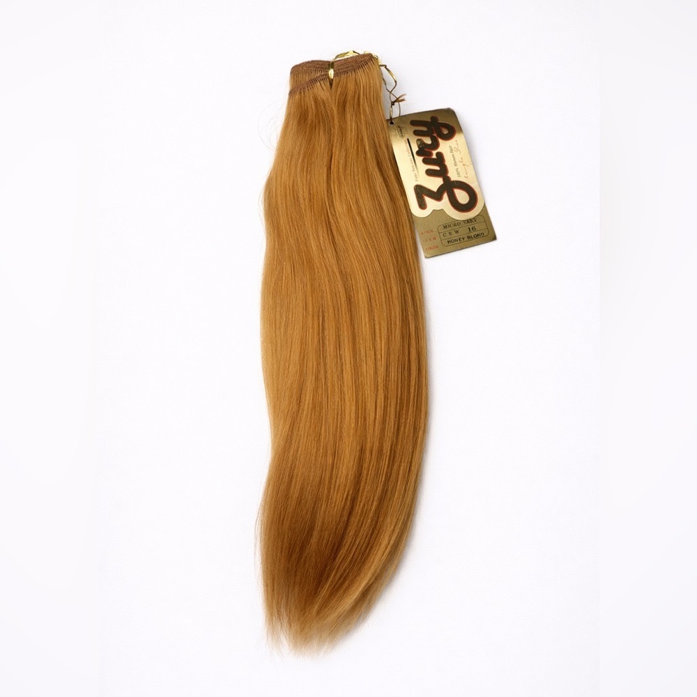 100% Human Hair Micro Yaky Extensions 16” Honey Blonde Straight Weft Bundle